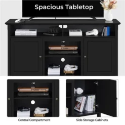 Yaheetech 31in Height Modern MDF TV Stand TV Console Table With Power Outlet Black -Furniture GUEST a380fd5b 7407 47a7 b23b 06ae8d247856 1