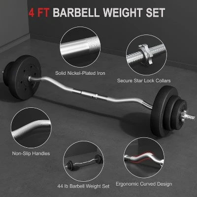 Yaheetech 44 Lb Detachable Curl Bar Set For Strength Training 3 Yaheetech 44 Lb Detachable Curl Bar Set For Strength Training - Image 3