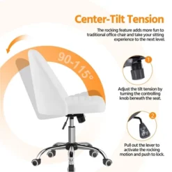 Yaheetech Faux Leather Mid Back Home Office Desk Chair With Chrome-plated Metal Base -Furniture GUEST a41b823d 3daf 4fab 8b67 dbc5fd8daab6