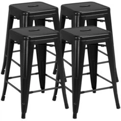 Yaheetech 24" Set Of 4 Metal Counter Height Backless Stackable Bar Stools Indoor/Outdoor -Furniture GUEST a4e256fb 35f6 44e9 b77f 5abb106b2912