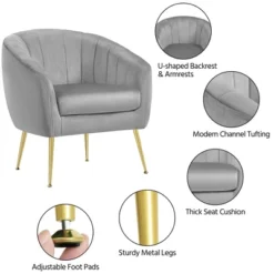 Yaheetech Velvet Accent Armchair Barrel Chair With Metal Legs For Living Room 11 Yaheetech Velvet Accent Armchair Barrel Chair With Metal Legs For Living Room -Furniture GUEST a5113780 914b 4811 8b42 f06dfd95ce19