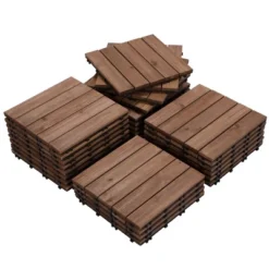 Yaheetech Pack Of 27 Fir Wood Flooring Tiles Interlocking Wood Tiles For Patio Garden -Furniture GUEST a571b790 57f2 4903 a11f 654844e6feb7