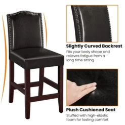 Yaheetech Counter Stools Barstools Set Of 2 Classic Upholstered Faux Leather With Padded High Backrest -Furniture GUEST a5f380bf 470e 4d63 b50b 43550da36dd8