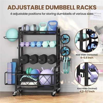 Yaheetech Portable Dumbbell Rack With Hooks For Dumbbells, Kettlebells, Black 5 Yaheetech Portable Dumbbell Rack With Hooks For Dumbbells, Kettlebells, Black - Image 5