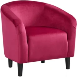 Yaheetech Velvet Club Accent Arm Chair Upholstered Barrel Chair -Furniture GUEST a7028480 6679 474d bada 5c1cc1bf5dff