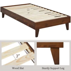 Yaheetech Wooden Bed Frame Platform Bed With Wood Slat Support -Furniture GUEST a7f95eab 0383 4bb7 aa44 27a7c170ae93