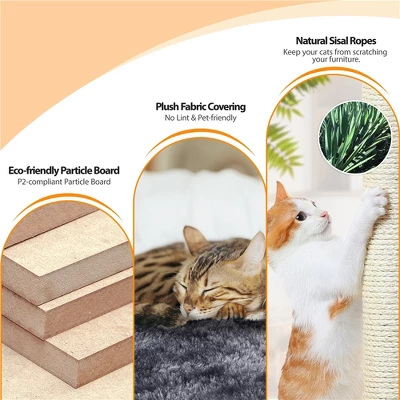 Yaheetech 57" Multi Level Cat Tower Tall Cat Tree With Basket & Condo & Scratching Post 4 Yaheetech 57" Multi Level Cat Tower Tall Cat Tree With Basket & Condo & Scratching Post - Image 4