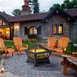 Yaheetech 32inch Fire Pit Outdoor Round Steel Fire Bowl With Mesh Cover Grills Poker For Patio Garden Camping Bonfire -Furniture GUEST a9495b0a f885 44a3 b1e7 08de72cbe247