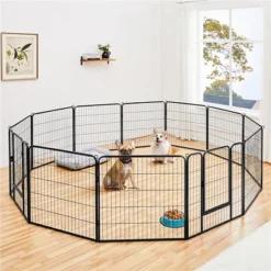 Yaheetech Heavy Duty 12 Panel Pet Playpen Dog Exercise Pen Black