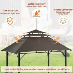 Yaheetech 8 × 5 Ft Grill Gazebo With Height-adjustable Shelves -Furniture GUEST aa56eddf e91d 41da 8649 a8906bc6c2a9
