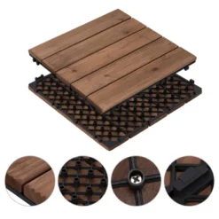 Yaheetech Fir Wood Flooring Tiles, Interlocking Wood Tiles Indoor & Outdoor, 12" X 12" (27 X Fir Wood Tiles) Brown -Furniture GUEST ab1148dc 4851 4458 ad0e 35112221f910