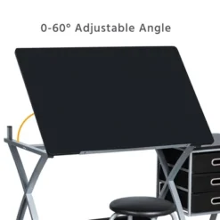 Yaheetech Adjustable Drafting Table Drawing Station Black -Furniture GUEST ab9aaeb8 b36a 40cd bf6c e3b8d824c617