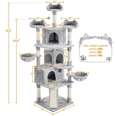 Yaheetech 76.5"H 5-Level Large Cat Tower With 3 Condos 2 Yaheetech 76.5"H 5-Level Large Cat Tower With 3 Condos - Image 2