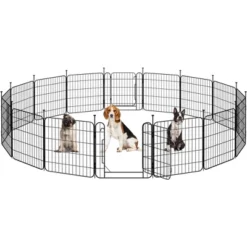 Yaheetech 24″ Tall 16 Panels Foldable Panel Dog Playpen For Outdoor Indoor -Furniture GUEST ac1f264f d69a 4ed2 9869 960b4c4c6a6c