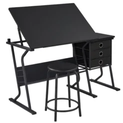 Yaheetech Adjustable Drafting Table & Stool Set Black -Furniture GUEST ac9e5f57 2582 42c0 aea4 a891bdfba766