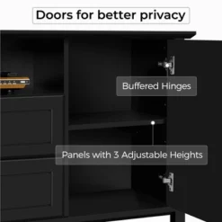 Yaheetech 58in Modern TV Console Table Mid-century TV Storage Cabinet Black -Furniture GUEST acd8556a ad12 4a3f bf26 88ddd5a66395