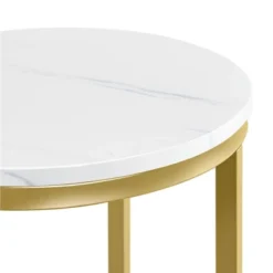 Yaheetech X-Based Faux Marble Side Table, Round Tabletop, Sturdy Metal Legs -Furniture GUEST ad55751a c308 446e 8cc3 6d4e32c80e4f