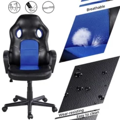 Yaheetech Office Chair Desk Artificial Leather Gaming Chair -Furniture GUEST aed58370 3b49 4a7d be40 e4b3ec414306