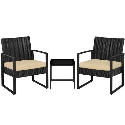 Yaheetech 3 Piece Patio Set Modern PE Bistro Furniture Conversation Sets 11 Yaheetech 3 Piece Patio Set Modern PE Bistro Furniture Conversation Sets - Image 11