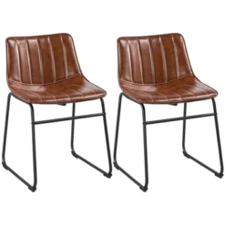 Yaheetech Pack Of 2 Industrial Armless Upholstered Faux Leather Dining Chairs Stools -Furniture GUEST b1a4d83a c6ef 4617 bb55 7553a1bf8b3b