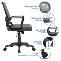 Yaheetech Adjustable Mid-Back Office Chair Computer Chair With Wheels -Furniture GUEST b1f69a16 4ad7 4fc8 a9f2 f0edb626ae92