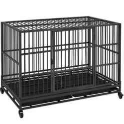 Yaheetech 48-inch Indestructible Dog Crate On Wheels, Black -Furniture GUEST b23dd9ba 1f4c 4bf9 85bd b4945c64c586