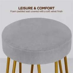 Yaheetech Set Of 2 Upholstered Velvet Counter Stools With Metal Legs -Furniture GUEST b2d8a6f9 f16e 4bee b912 bd4ff59557fa