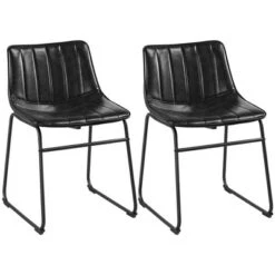 Yaheetech Pack Of 2 Industrial Armless Upholstered Faux Leather Dining Chairs Stools -Furniture GUEST b362d45f 7b97 4788 a960 af512bda68c6