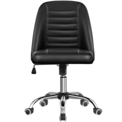 Yaheetech Faux Leather Mid Back Home Office Desk Chair With Chrome-plated Metal Base -Furniture GUEST b3fdb489 5671 411a acd3 79e0a20b52a9