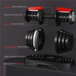 Yaheetech 11-in-1 Adjustable Dumbbell Weight From 3LBS To 28LBS For Home Gym, Black -Furniture GUEST b57fa804 2311 414a 8a91 29e76c1d181f 1