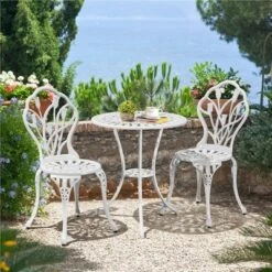 Yaheetech 3 Piece Outdoor Bistro Table Set For Garden Backyard