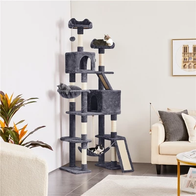 Yaheetech 82.5"H Large Plush Cat Tree With 2 Cozy Condos 1 Yaheetech 82.5"H Large Plush Cat Tree With 2 Cozy Condos