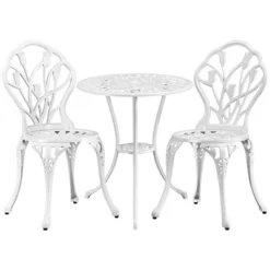Yaheetech 3 Piece Outdoor Bistro Table Set For Garden Backyard -Furniture GUEST b724b744 ec59 4836 a07b ba5d4f6bf241