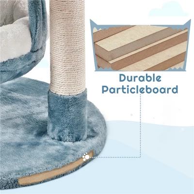 Yaheetech 45.5"Tall Multi-Level Ocean-themed Cat Tree, Blue / White Blue 6 Yaheetech 45.5"Tall Multi-Level Ocean-themed Cat Tree, Blue / White Blue - Image 6