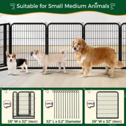 Yaheetech 12 Panels Dog Playpen Metal Pet Playpen, Black -Furniture GUEST b7c5435a bfc9 444b abcb f84f196d3629