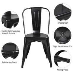 Yaheetech Pack Of 4 Stackable Classic Metal Dining Chair For Indoor Outdoor -Furniture GUEST b7cbfc9c 45af 4d14 802a 5d984fcc1a2a