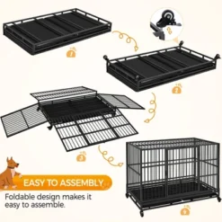 Yaheetech 48-inch Indestructible Dog Crate On Wheels, Black -Furniture GUEST b81f9fff 0eba 4488 a55e 271c54a546c6