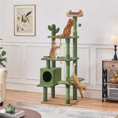 Yaheetech 70.5″ H Cactus Cat Tree Cat Tower With Natural Sisal, Green/Brown 1 Yaheetech 70.5″ H Cactus Cat Tree Cat Tower With Natural Sisal, Green/Brown