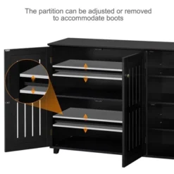 Yaheetech 4 Tier Shoe Storage Cabinet Closed Shoes Rack With Adjustable Shelves, Black -Furniture GUEST ba41f563 1fc0 48cb 978c fcae04ab0ab8