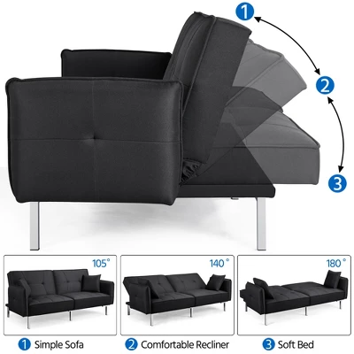 Yaheetech Fabric Futon Sofa Bed With Armrest Adjustable Backrest For Living Room 5 Yaheetech Fabric Futon Sofa Bed With Armrest Adjustable Backrest For Living Room - Image 5