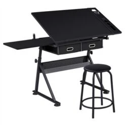 Yaheetech Drafting Table & Stool Set All-in-One Drawing Table -Furniture GUEST bb2acad6 d32c 4995 b6b3 e4f94bee64bf