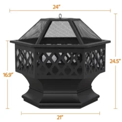 Yaheetech 24in Outdoor Hex Fire Pits Firepit Bowl With Spark Screen & Poker For Patio Backyard -Furniture GUEST bb3702d4 14ba 4156 8467 7676e2252c88