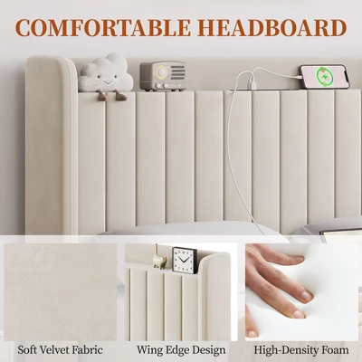 Yaheetech Upholstered Bed Frame With Charging Outlets & USB Ports 3 Yaheetech Upholstered Bed Frame With Charging Outlets & USB Ports - Image 3