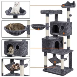 Yaheetech 64"H 4-level Plush Cat Tree Tower With Condos Platform -Furniture GUEST bb82397b 1261 42d4 9219 b1842fc7027a