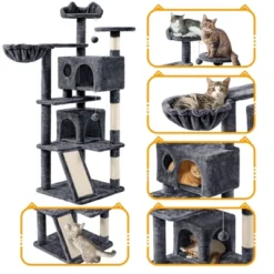 Yaheetech 57"H Plush Cat Tree Condo For Kittens/Small Cats -Furniture GUEST bc789ce5 2059 4caa 8a90 806ed06f3e28