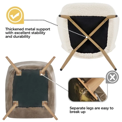 Yaheetech Boucle Accent Chair With Wood-tone Metal Legs Ivory 5 Yaheetech Boucle Accent Chair With Wood-tone Metal Legs Ivory - Image 5