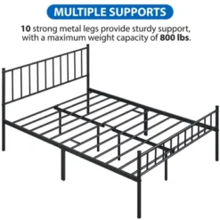 Yaheetech Metal Platform Bed Frame With Spindle Headboard And Footboard -Furniture GUEST bcf4eeee cd88 43d4 a779 e347893da6f1