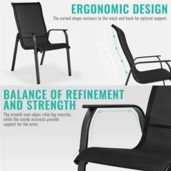 Yaheetech Set Of 2 Outdoor Texteline Stackable Dining Chairs With Backrest/ Armrests For Garden, Lawn, Porch, Backyard Pool -Furniture GUEST be9b8f64 2141 467b b09c 51ce59119fce