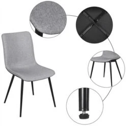 Yaheetech Set Of 4 Dining Chairs With Ventilate Fabric Cushion Metal Legs For Kitchen Living Room, Gray -Furniture GUEST bec4da77 2fb6 44a9 842b b61a2d88aa93