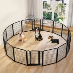 Yaheetech 12 Panels Dog Playpen Metal Pet Playpen, Black